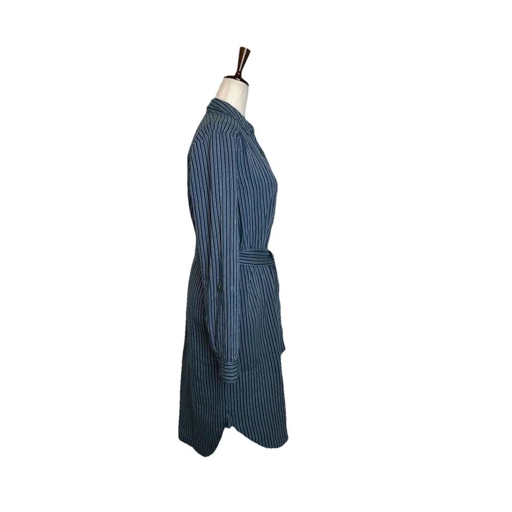 Anthropologie Bellamy Womens 8 Striped Roll Tab Sleeves Midi Shirtdress Belted - Picture 5 of 8
